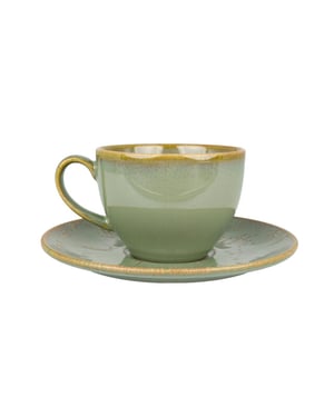 Bonna Thee kopjes & schotel sage snell porselein set van 6