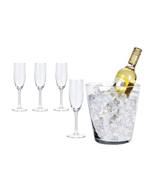 Casa di Elturo Luxe kristallen champagneset set van 5 inclusief wijnkoeler