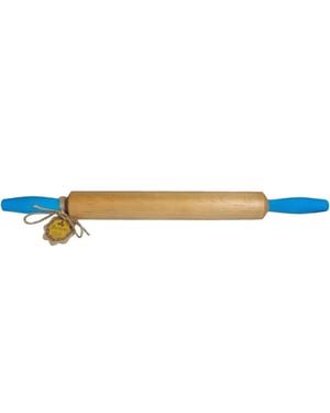 Maysternya Houten deegroller met handvaten 50 x 4,5 cm blauw