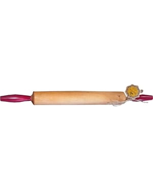 Maysternya Houten deegroller met handvaten 50 x 4,5 cm rood