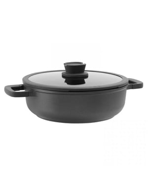 BergHOFF Leo stone hapjespan stone 28 cm met glazen deksel