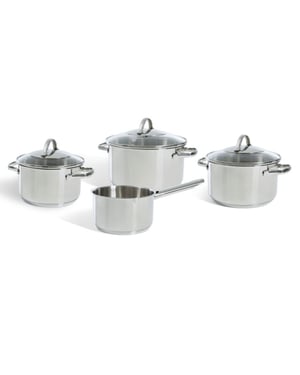 BK Cookware Bk essentials kookpannenset rvs 4 delig met glazen deksels