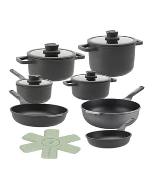 BergHOFF Pannenset leo stone+ 11 delig downdraft met gratis panbeschermers
