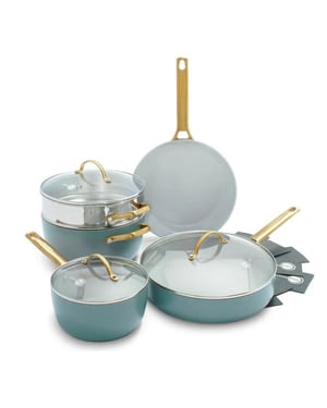 Greenpan Pannenset 5-delig padova smokey blue gold