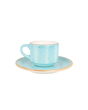 Bonna Espresso kopjes & schotel aura aqua porselein set van 6