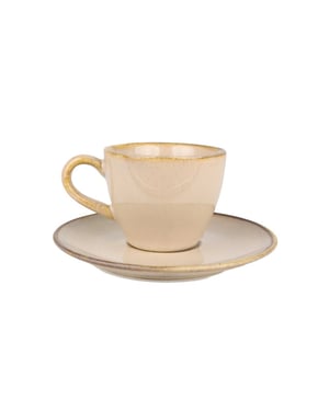 Bonna Espresso kopjes & schotel sand hygge porselein set van 6