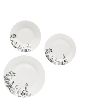 Secret de Gourmet Porseleinen serviesset wild flower 6-persoons 18-delig wit/