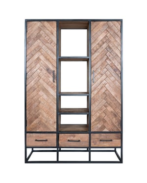 Home67 Kast raya visgraat bruin mangohout 180 x 120 cm