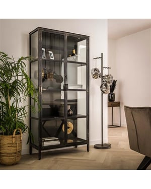 Hoyz Hoyz vitrinekast rift metaal 2 deuren - 90cm breed