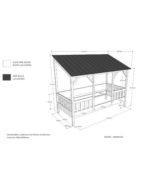 Lucevi housebed 03 huisbed 90 x 200 cm dak housebed rolbed