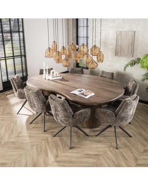 Hoyz eetkamertafel sculpture massief acacia drift brown