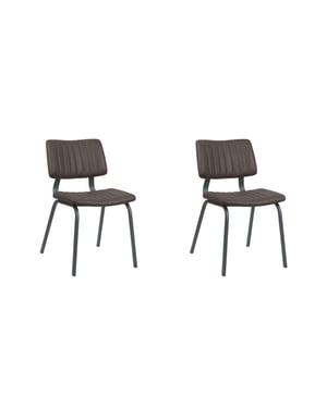 Label51 Eetkamerstoel gusto donker pu-leder set van 2