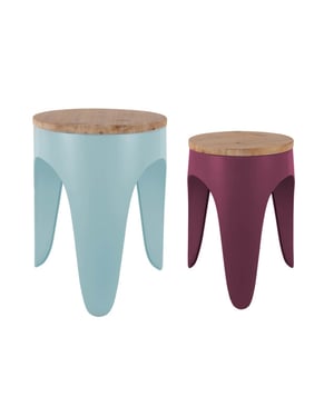 Leitmotiv kruk set double funky soft blue & dark mauve