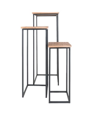 Home67 Plantentafels sam vierkant set van 3 bruin mangohout