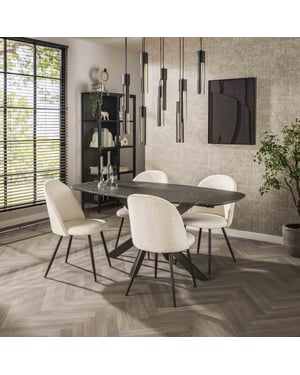 Hoyz eetkamertafel 180 deens ovaal 3d melamine slate stone