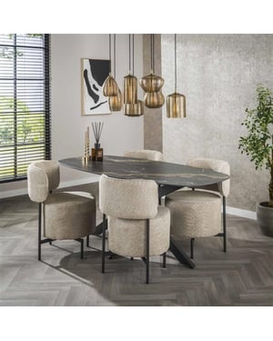 Hoyz eetkamertafel spider deens ovaal 180 ceramic fossil black