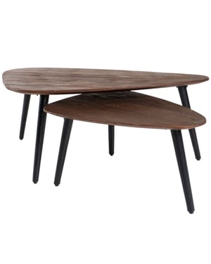 Home67 Salontafel jamal espresso mangohout set van 2