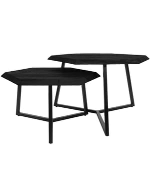 Home67 Salontafel kiara set van 2 achthoekige tafeltjes mangohout