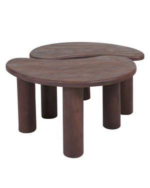 Home67 Salontafel lina espresso mangohout set van 2