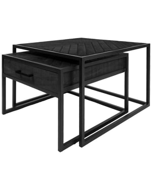 Home67 Salontafel ruby visgraat mangohout set van 2