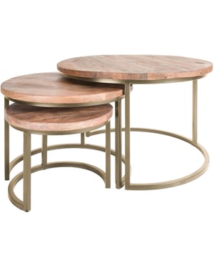 Home67 Salontafel set van 3 industriële salontafelset erjan goud