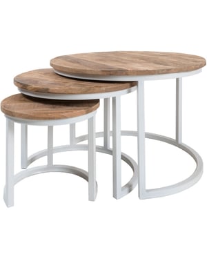 Home67 Salontafel set van 3 industriële salontafelset erjan wit