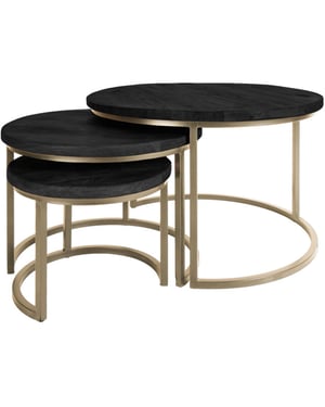 Home67 Salontafel set van 3 industriële salontafelset erjan zwart/goud