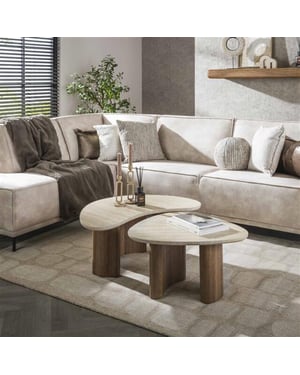 Hoyz salontafel romano organic travertin look set van 2