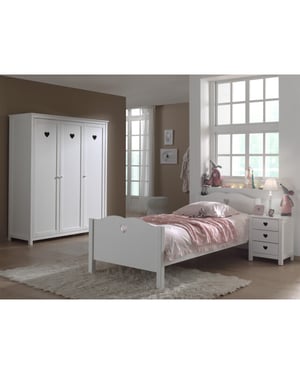Lucevi amori bed + lattenbodem + nachtkastje + 3 deurs kleerkast -