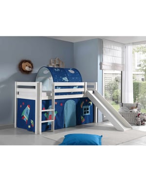 Lucevi pino halfhoogslaper h115cm met glijbaan 90 x 200 cm astro