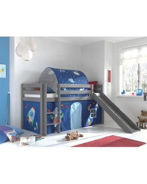 Lucevi pino halfhoogslaper h115cm met glijbaan 90 x 200 cm astro