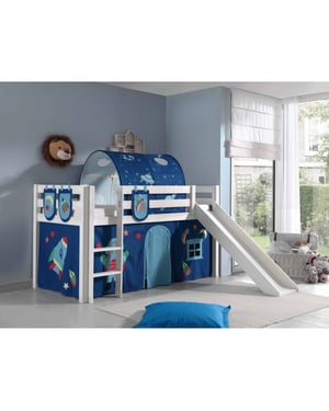 Lucevi pino halfhoogslaper h115cm met glijbaan 90 x 200 cm astro