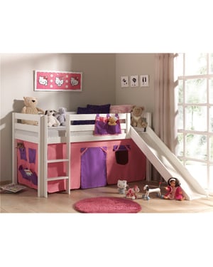 Lucevi pino halfhoogslaper h115cm met glijbaan 90 x 200 cm bella