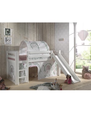 Lucevi pino halfhoogslaper h115cm met glijbaan 90 x 200 cm birdy