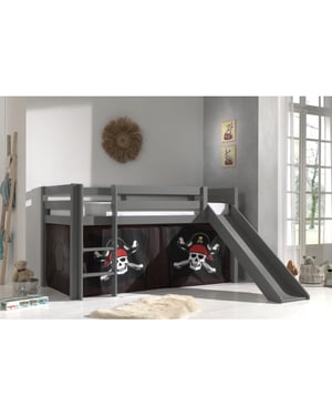 Lucevi pino halfhoogslaper h115cm met glijbaan 90 x 200 cm caribian