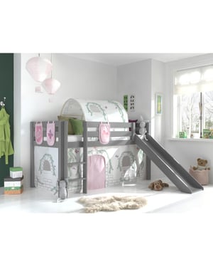 Lucevi pino halfhoogslaper h115cm met glijbaan 90 x 200 cm birdy