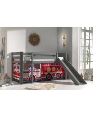Lucevi pino halfhoogslaper h115cm met glijbaan 90 x 200 cm fire truck