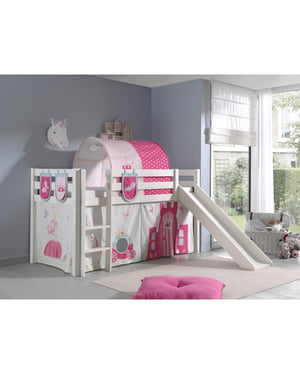 Lucevi pino halfhoogslaper h115cm met glijbaan 90 x 200 cm princess