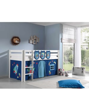 Lucevi pino halfhoogslaper h115cm met ladder 90 x 200 cm astro
