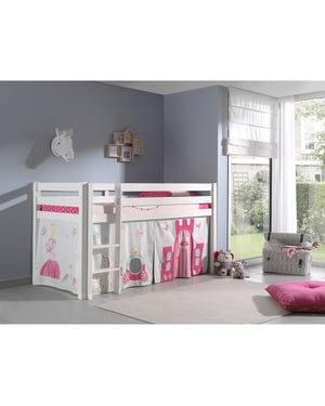 Lucevi pino halfhoogslaper h115cm met ladder 90 x 200 cm princess