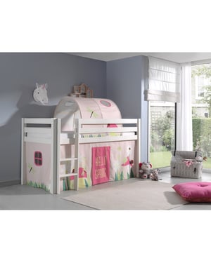 Lucevi pino halfhoogslaper h115cm met ladder 90 x 200 cm spring
