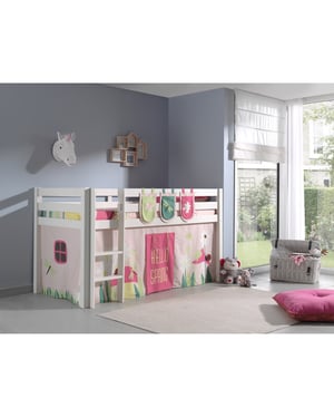 Lucevi pino halfhoogslaper h115cm met ladder 90 x 200 cm spring