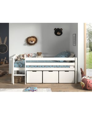 Lucevi pino halfhoogslaper h85cm met ladder 90 x 200 cm pino set van 3