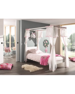 Lucevi pino hemelbed 90 x 200 cm amori textielset voor bed amhb9014