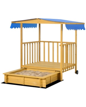 4goodz Outsunny zandbak met speelhuis en dak 129x133x137,5 cm