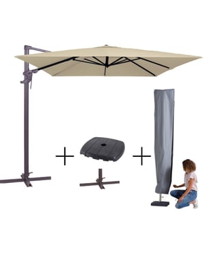 Madison Mega combi deal! parasol monaco flex iii ecru + voet + hoes