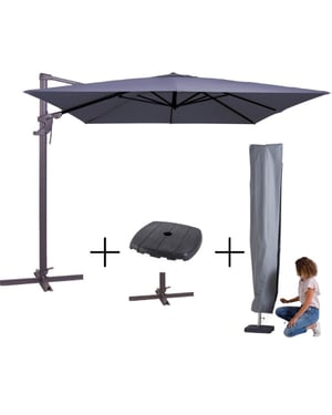 Madison Mega combi deal! parasol monaco flex iii safier blue + voet + hoes