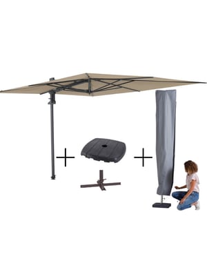 Madison Mega combi deal! parasol saint-tropez ecru + voet + hoes