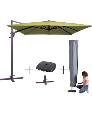 Madison Mega combi deal! parasol monaco flex iii sage + voet + hoes