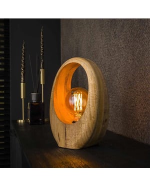 Hoyz tafellamp arch wood 1l massief mango naturel